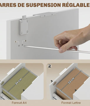 Mobiel Archiefkastje met 2 Vergrendelbare Lades en Wielen - Ideaal voor Kantoor en Thuiswerkplek