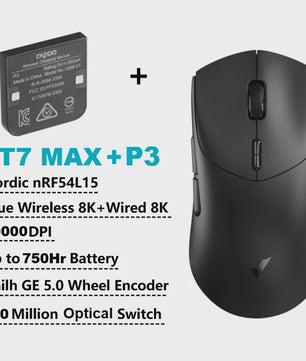 Rapoo VT7 MAX Draadloze Gaming Muis: 8K Polling Rate, Ultralicht & 750u Batterij