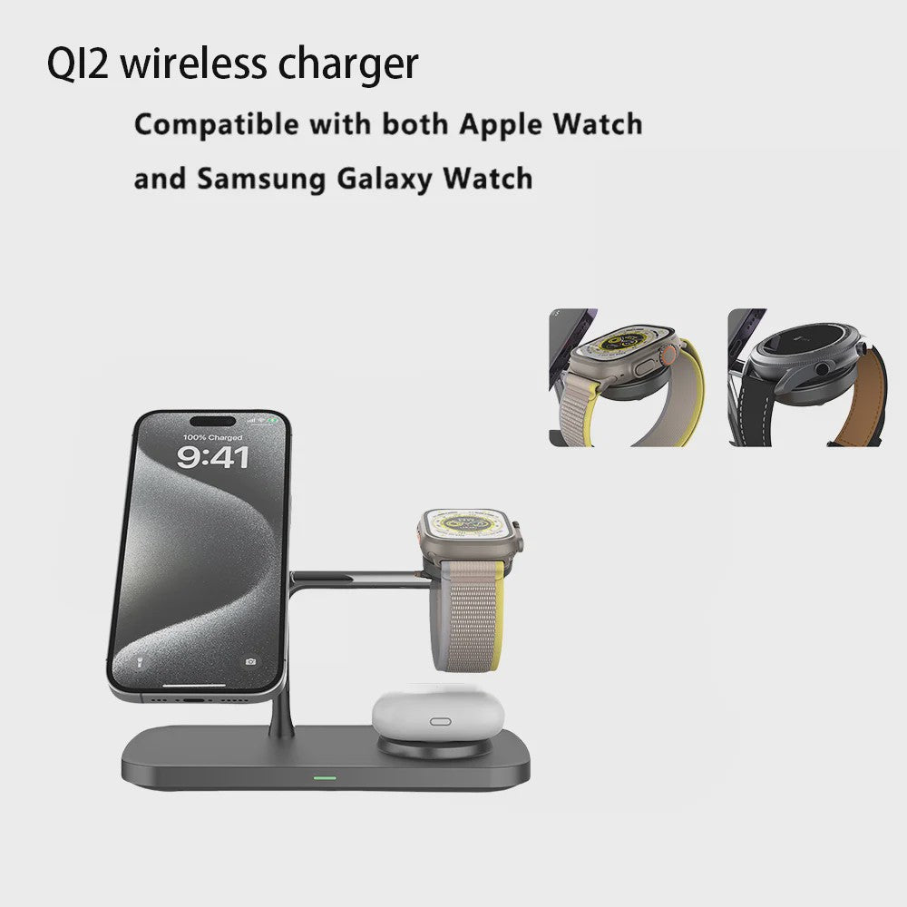 3-in-1 Draadloze Oplaadstandaard voor iPhone, Apple Watch & AirPods - Snel & Netjes