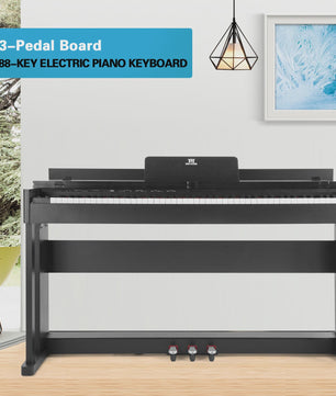MUSTAR Digitale Piano 88 Toetsen met Hammer Mechaniek & 3 Pedalen - Zwart Houtoptiek