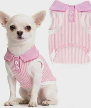 Ademend Hondenshirt met Bordeaux Kraag - Comfortabele Stretch Tanktop voor Kleine Honden