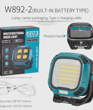 Sterke COB LED Werklamp met Powerbank Functie, USB Oplaadbaar, Draagbaar & Waterdicht
