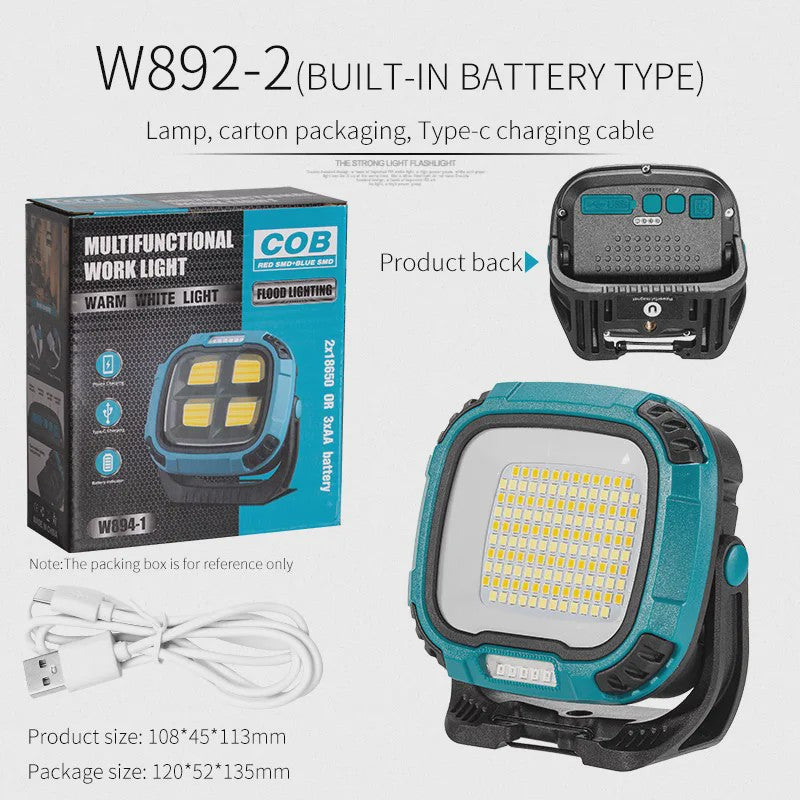 Sterke COB LED Werklamp met Powerbank Functie, USB Oplaadbaar, Draagbaar & Waterdicht