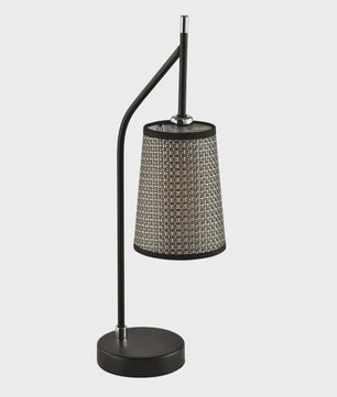 Retro Vintage Tafellamp Zwart met Beige Stofkap - Sfeervolle Verlichting voor Slaapkamer & Woonkamer