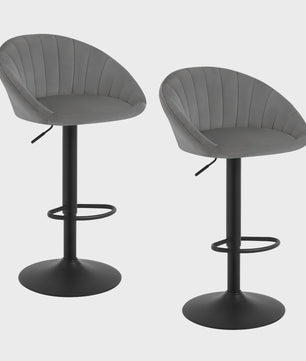 Verstelbare Barstoelen Set van 2 - Draaibaar, Ergonomisch, met Rugleuning - Fluweel/Kunstleer