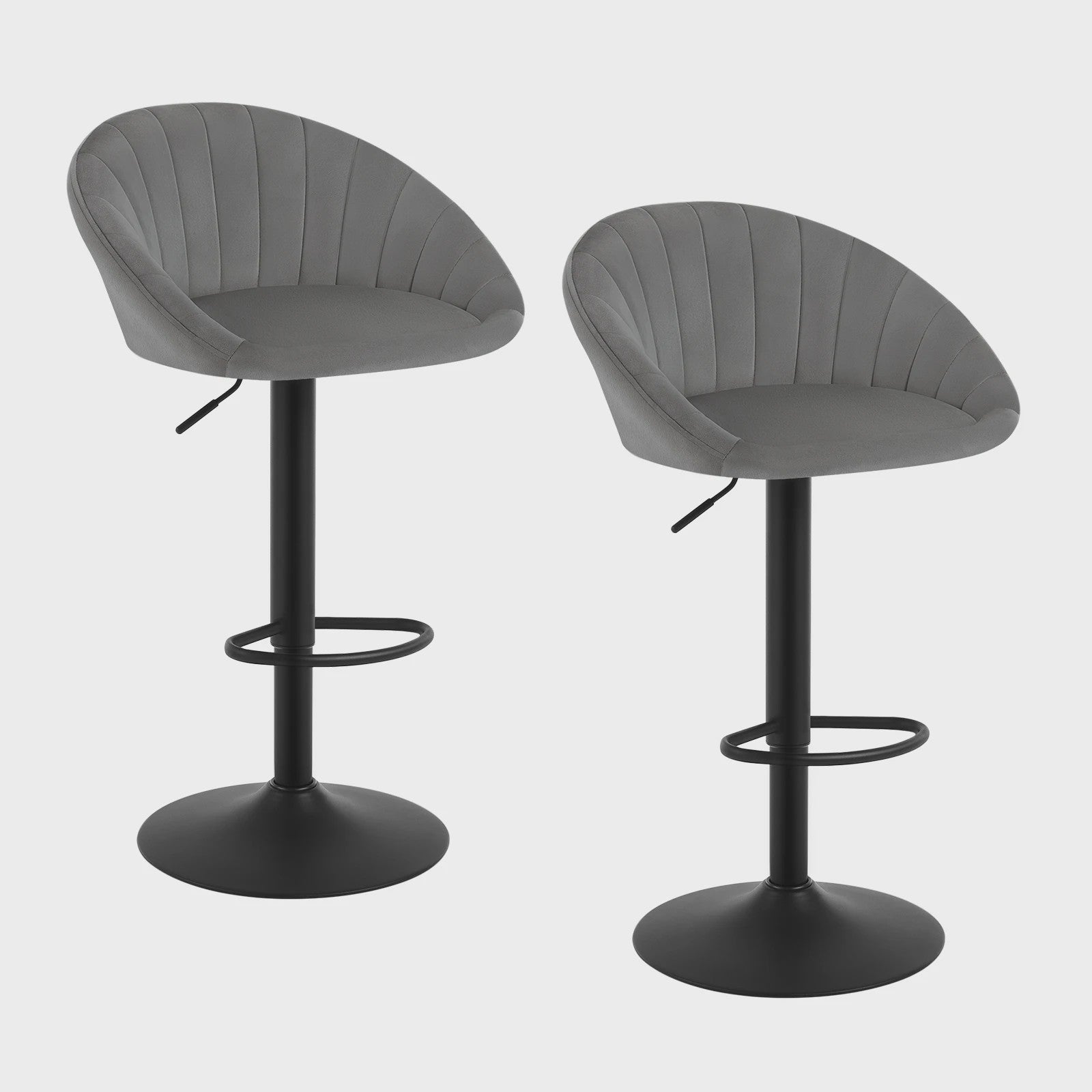 Verstelbare Barstoelen Set van 2 - Draaibaar, Ergonomisch, met Rugleuning - Fluweel/Kunstleer