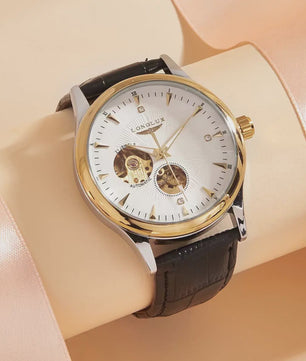 LONGLUX Heren Automatisch Skeleton Horloge - Elegant, Waterdicht & Romeinse Cijfers