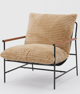 Oversized Corduroy Fauteuil - 70cm Breed - Luxe Lounge Stoel met Metalen Frame - 180kg Draagvermogen