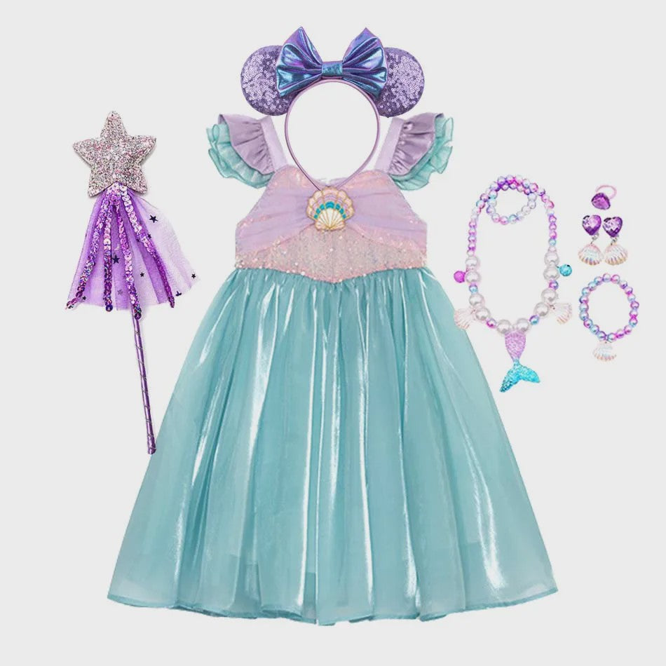 Prinsessenjurk Meisjes Ariel Zeemeermin Jurk - Feestelijk & Zomers