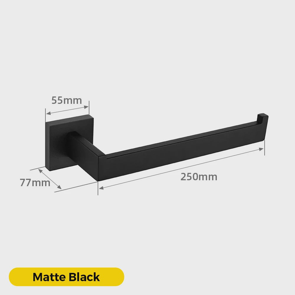 Mat Zwart Handdoekrek 304 RVS - Wandmontage, Heavy Duty Badkamer Accessoire