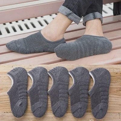 5 Paar Heren Invisible Sokken Katoen met Terry Bodem & Anti-Slip - Maat 41-45