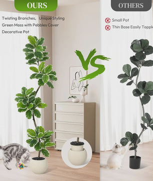 Realistische Kunstplant Ficus Lyrata (Fiddle Leaf Fig) - 180cm - Met Pot en Mos
