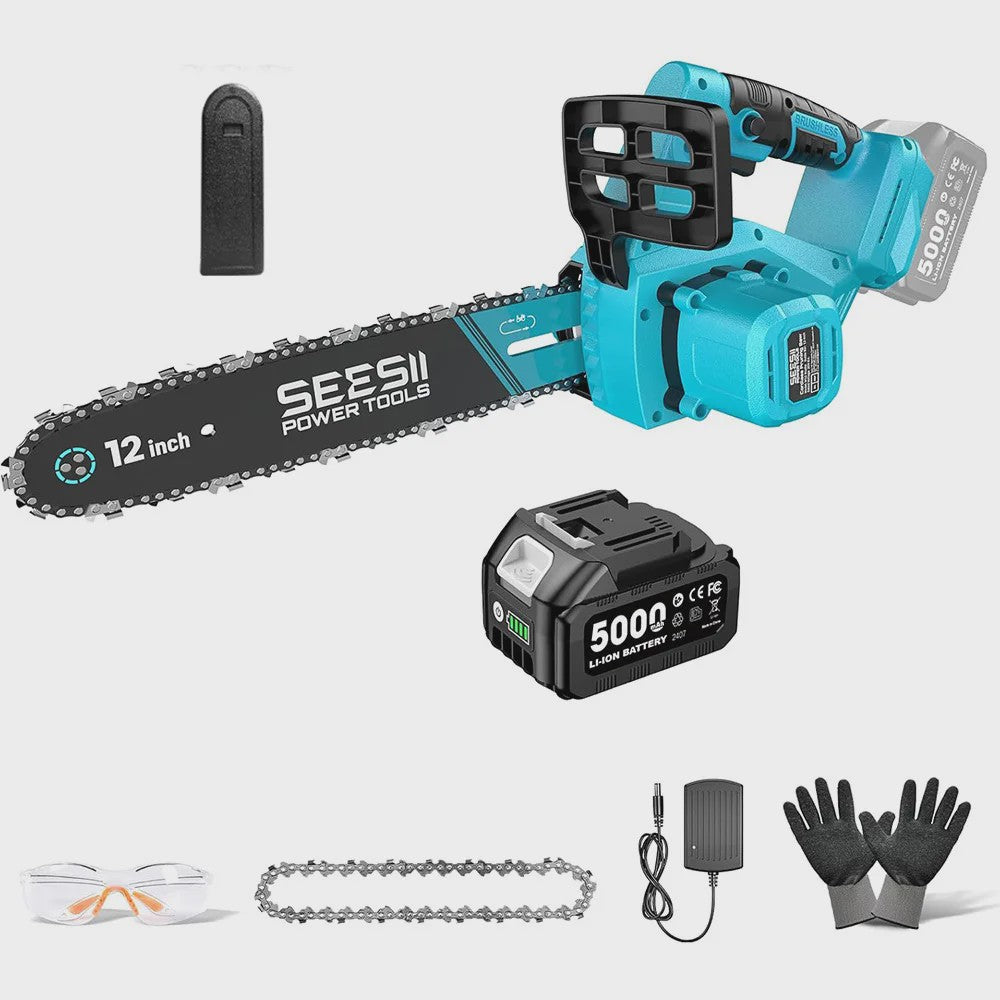 Accu Kettingzaag 1200W 12-inch Borstelloos - Krachtig & Snoerloos Tuinieren