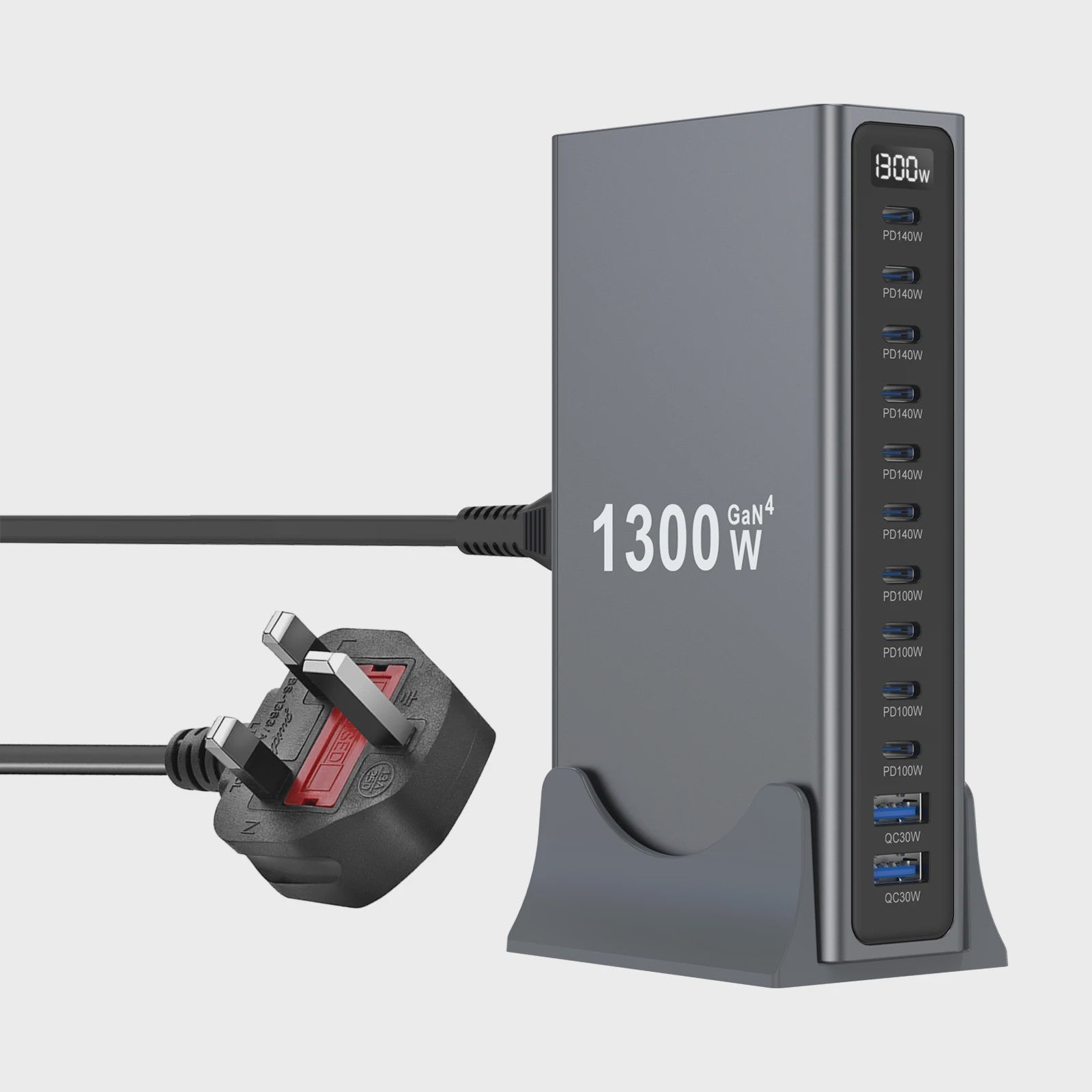 1300W GaN Desktop Snellader Station met Meerdere USB-C Poorten voor Laptops, Tablets & Smartphones