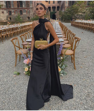 Elegante Satin Halter Jurk - Zomer Feestjurk Zonder Mouwen met Open Rug