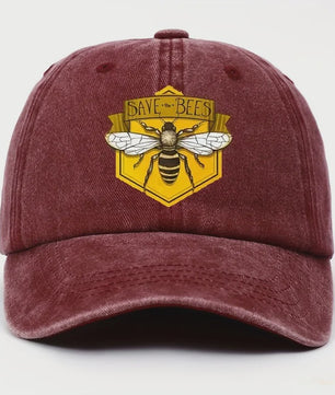 Bee Print Baseball Cap - Verstelbare Casual Pet voor Heren & Dames met Zonbescherming