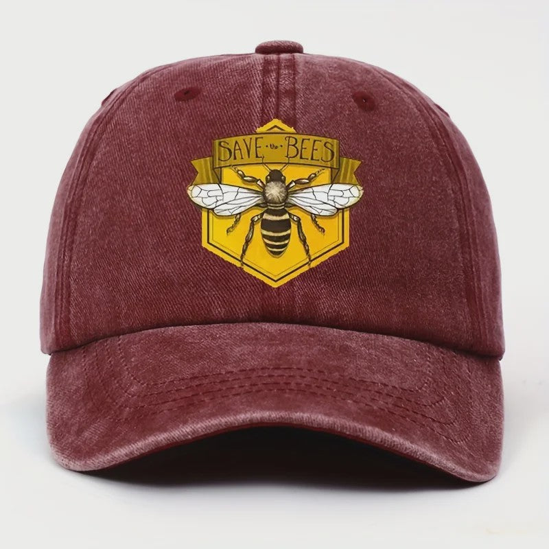 Bee Print Baseball Cap - Verstelbare Casual Pet voor Heren & Dames met Zonbescherming