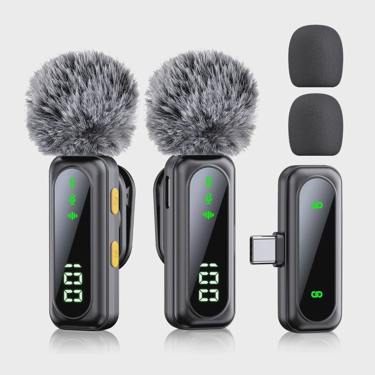 Draadloze Lavalier Microfoon Set met LED Display - Plug & Play voor Content Creators