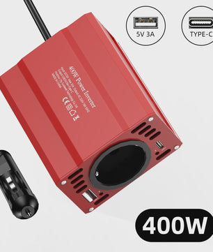 Krachtige 400W/500W/1500W Auto Omvormer: DC 12V naar AC 220V met 3x USB 2.0 en 1x USB QC3.0