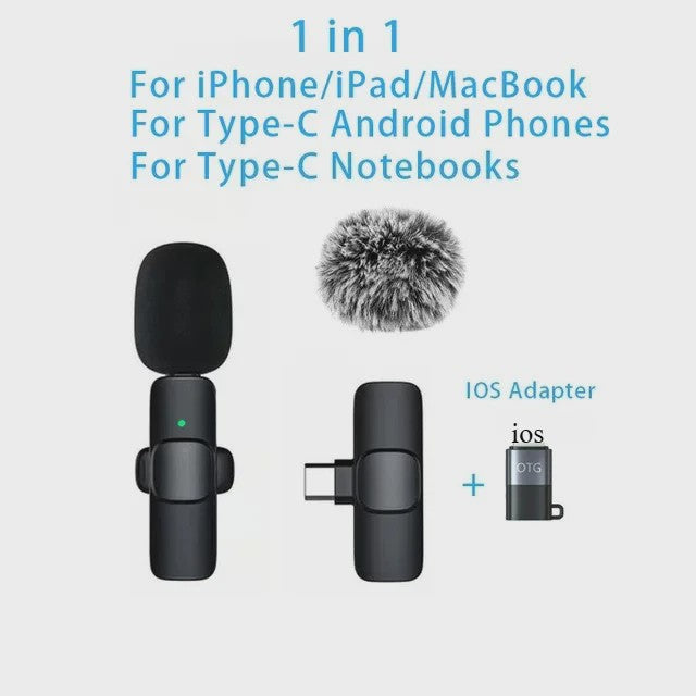 Draadloze Lavalier Microfoon voor iPhone & Android met USB-C: Ruisonderdrukking voor Live Streaming & Interviews
