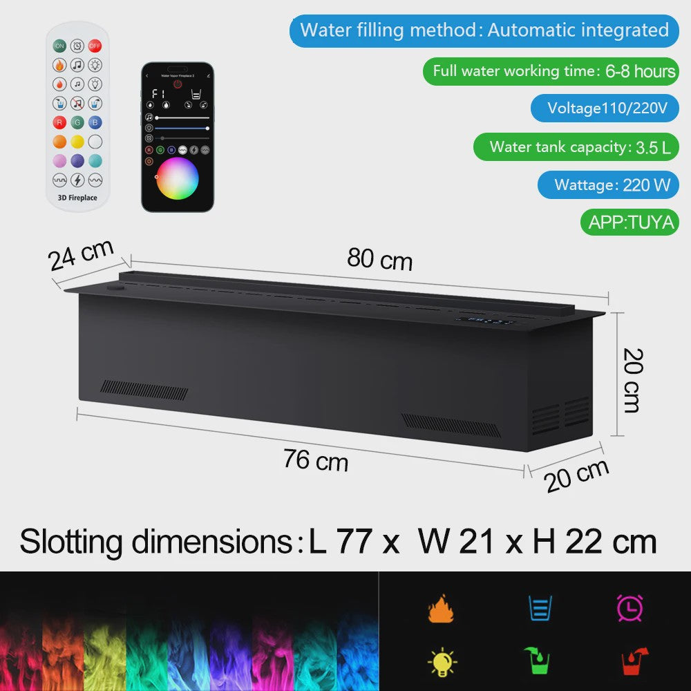 3D Water Mist Sfeerhaard met Afstandsbediening en App Bediening - Realistische Vlammen