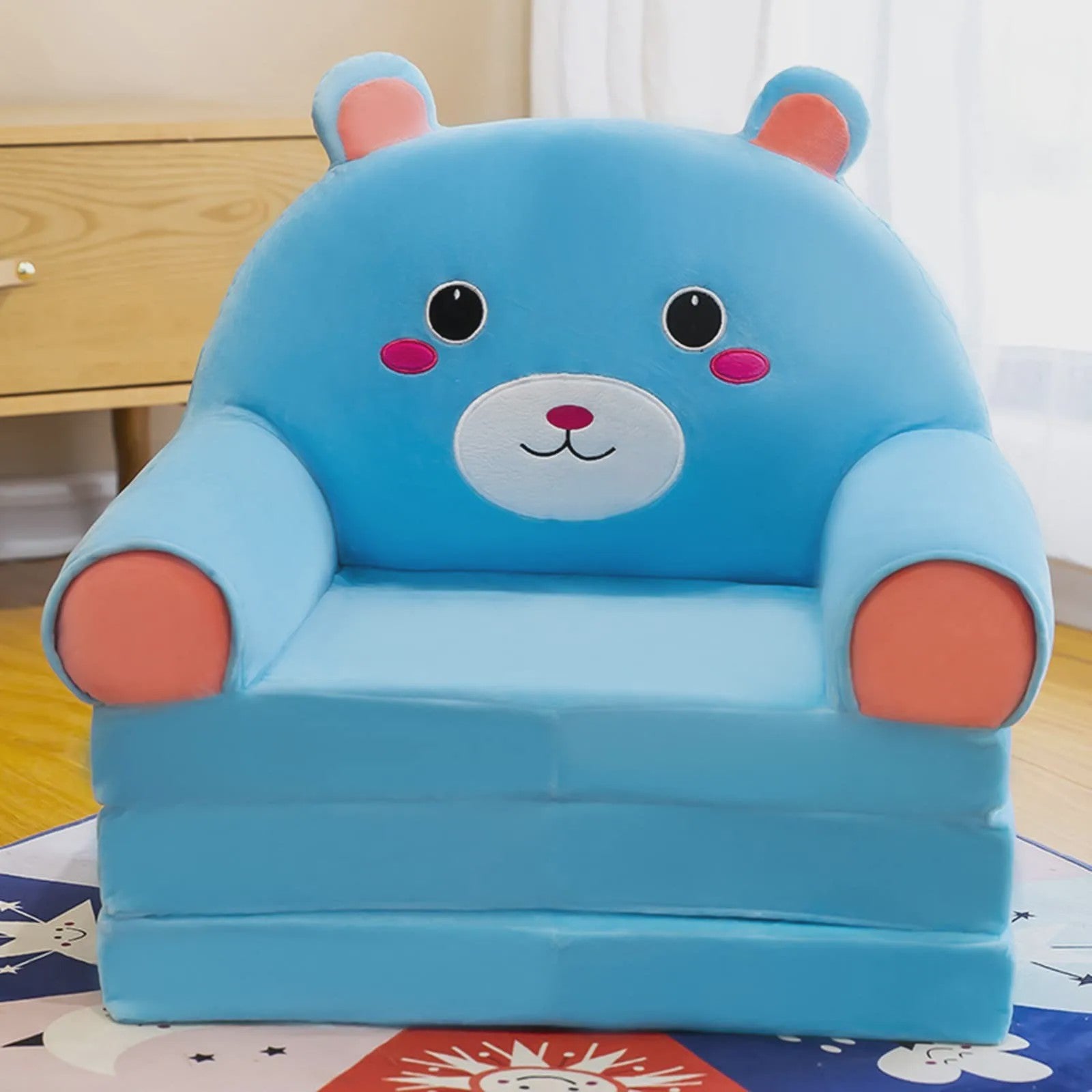 Pluche Kinder Sofa Bed - Opvouwbaar en Dubbelzijdig Plezier in Leuke Cartoon Vormen