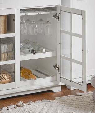 Witte Keuken Buffetkast met Glazen Deuren - Keuken Eiland, Sideboard, Bar & Eettafel