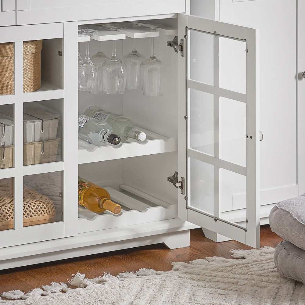 Witte Keuken Buffetkast met Glazen Deuren - Keuken Eiland, Sideboard, Bar & Eettafel