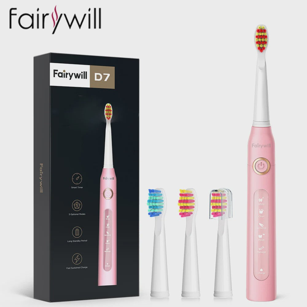 Fairywill Sonic Elektrische Tandenborstel FW-507 - USB Oplaadbaar, Waterdicht, 5 Modi
