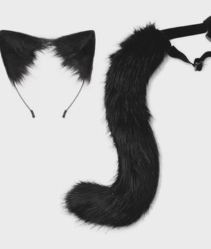 Dierenoren Hoofdband, Staart & Choker Set - Faux Fur Kat, Wolf, Vos - Cosplay & Feestkostuum