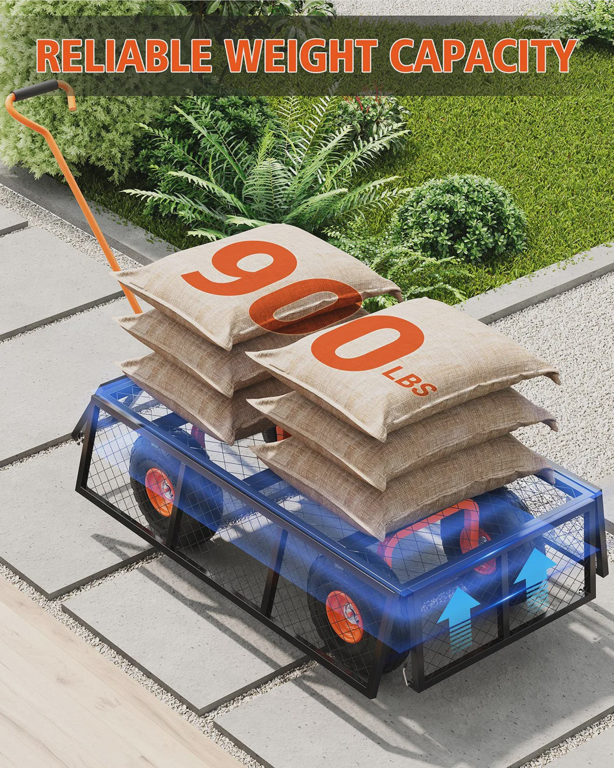 Robuuste Stalen Tuinwagen - 400kg Laadvermogen, Afneembare Zijden, All-Terrain Wielen