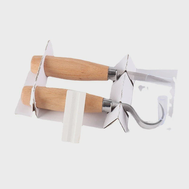 Houtsnijset: 2 Delig Gereedschap met Haakmes & Whittling Mes - Ergonomisch & Duurzaam