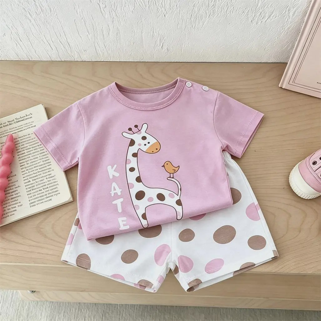 Zomerse Kinderkleding Set: T-shirt met korte mouwen en shorts