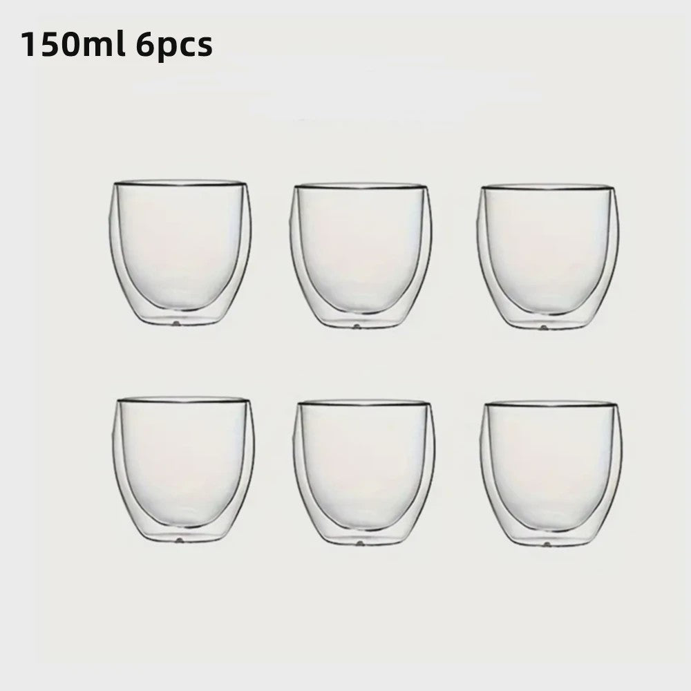 Dubbelwandige Glazen Mokken (80-450ml) - Ideaal voor Koffie, Thee & Espresso
