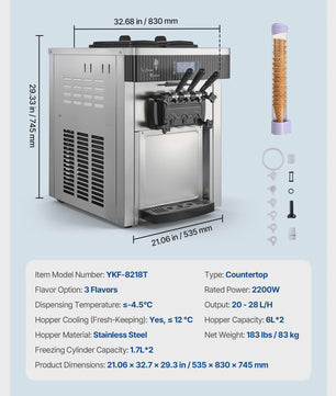 Professionele Soft Serve IJsmachine met 3 Smaken en Voorkoeling - Ideaal voor Snacks & Desserts