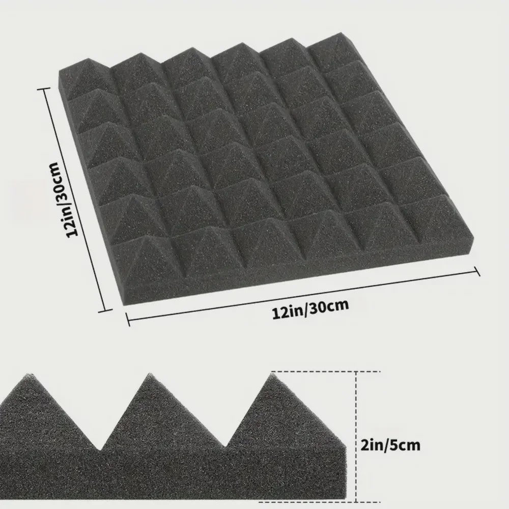 24x Akoestisch Schuim Panelen Zelfklevend - Geluidsisolatie Panelen voor Muren