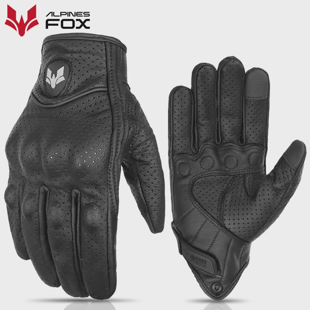 Vintage Leren Motorhandschoenen Heren Zwart - Touchscreen & Anti-slip