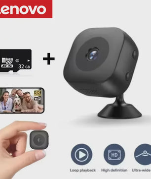 Lenovo Mini WiFi Camera 4K HD Beveiligingscamera met Nachtzicht en Bewegingsdetectie