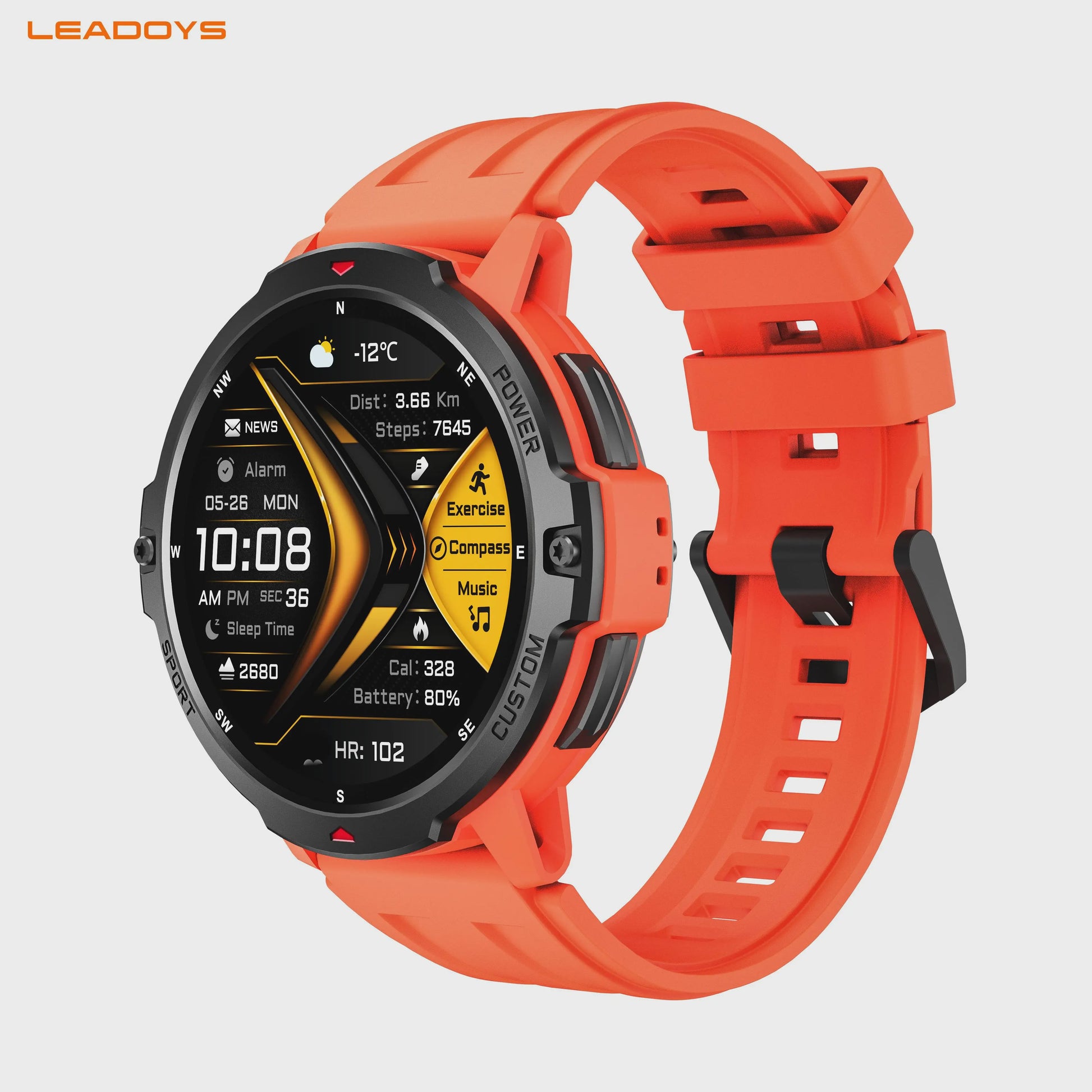 LEADOYS C31 GPS Smartwatch Heren - Outdoor Fitness, Zwemmen & Hardlopen met Hartslagmeter