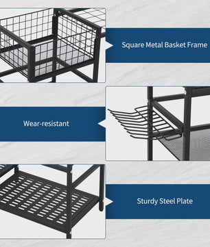 Gereedschap Organizer Tuin - 3 Laags Opbergrek met Mand voor Garage & Tuin