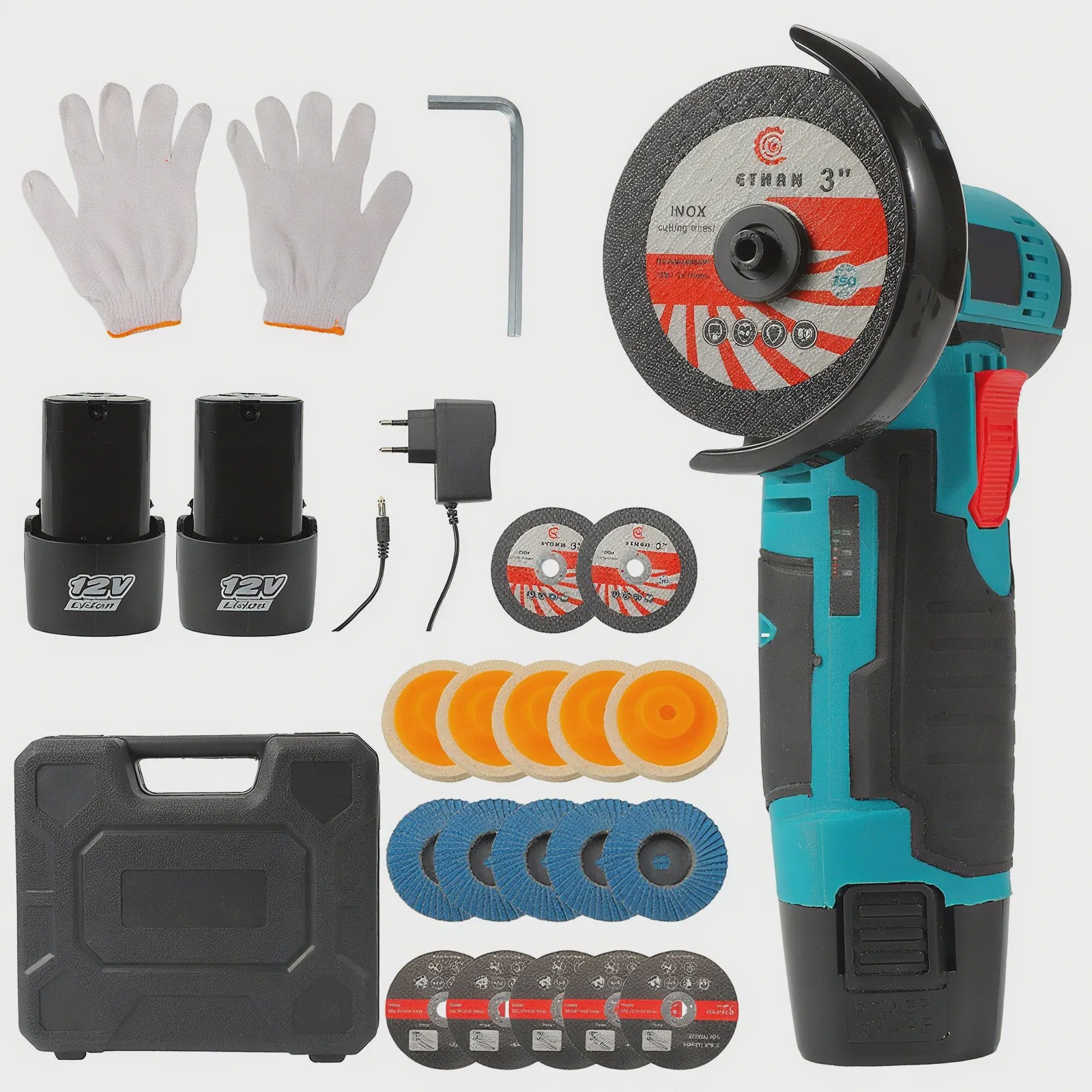 12V Snoerloze Haakse Slijper Kit - Compacte Mini Polijst- en Snijmachine voor Doe-het-zelf