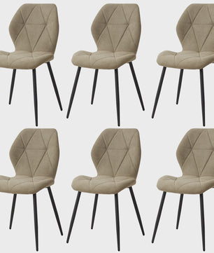 Set van 2, 4 of 6 Eetkamerstoelen - Gestoffeerd, Gewatteerd Linnenlook Stof, Metalen Poten