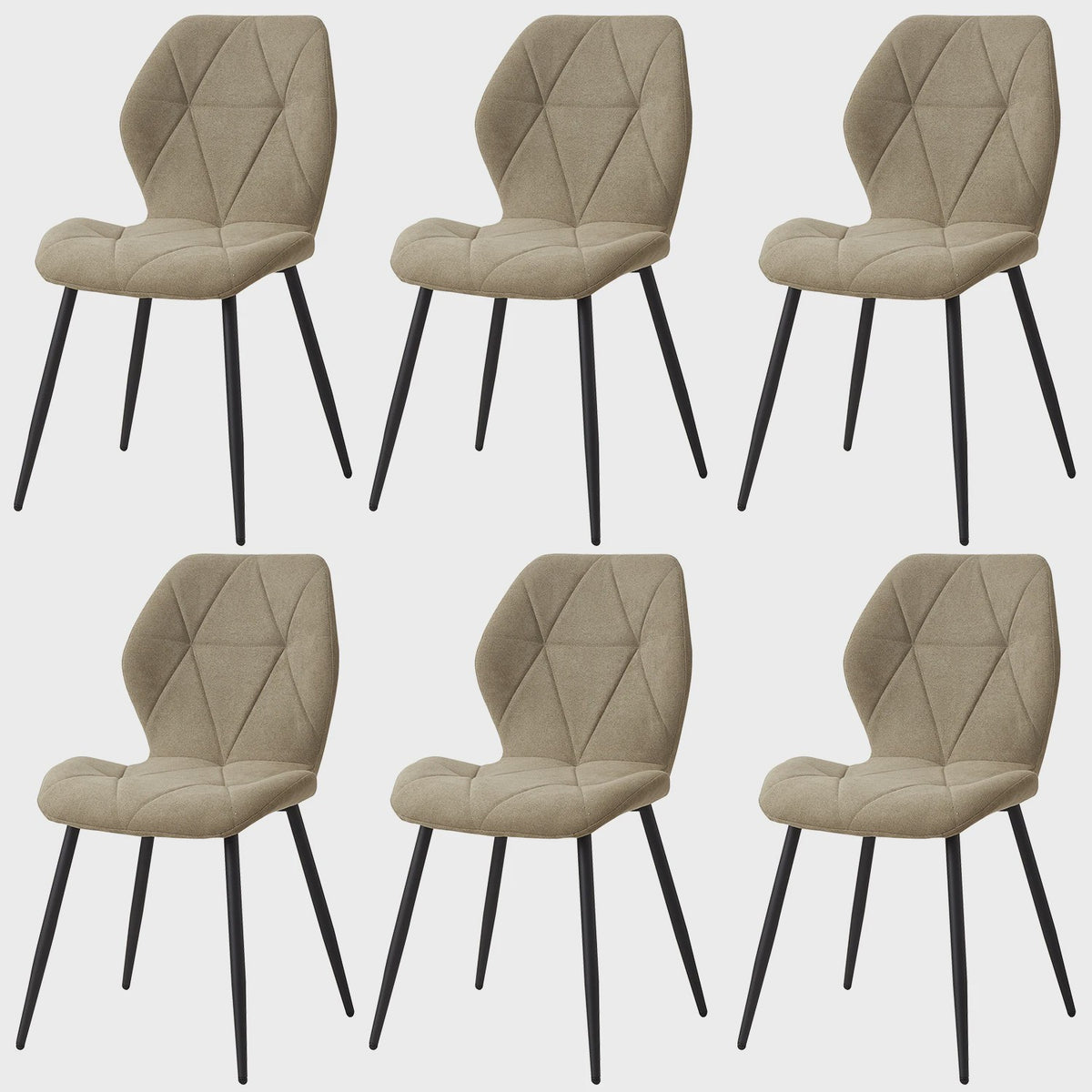 Set van 2, 4 of 6 Eetkamerstoelen - Gestoffeerd, Gewatteerd Linnenlook Stof, Metalen Poten