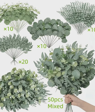 Kunstmatige Eucalyptus Takken & Bladeren Mix (50/90 Stuks) - Bloemstukken & Decoratie