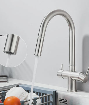 Keukenmengkraan met Uittrekbare Douchekop en Waterfilter - Goudkleurig