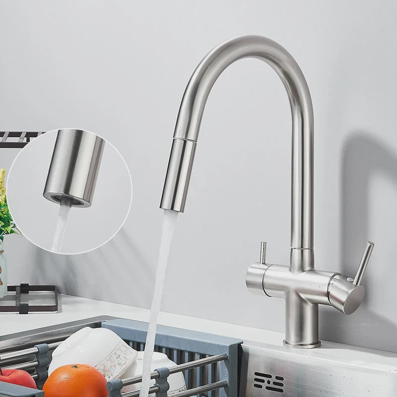 Keukenmengkraan met Uittrekbare Douchekop en Waterfilter - Goudkleurig