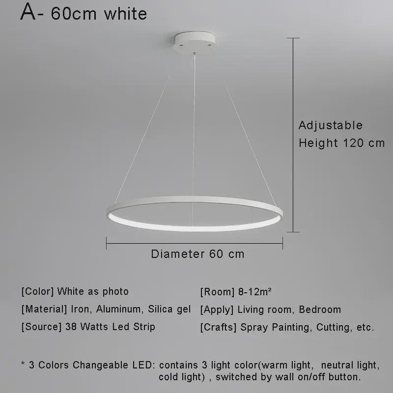 Moderne Minimalistische LED Ring Plafondlamp - Stijlvolle Hanglamp voor Woonkamer & Eetkamer