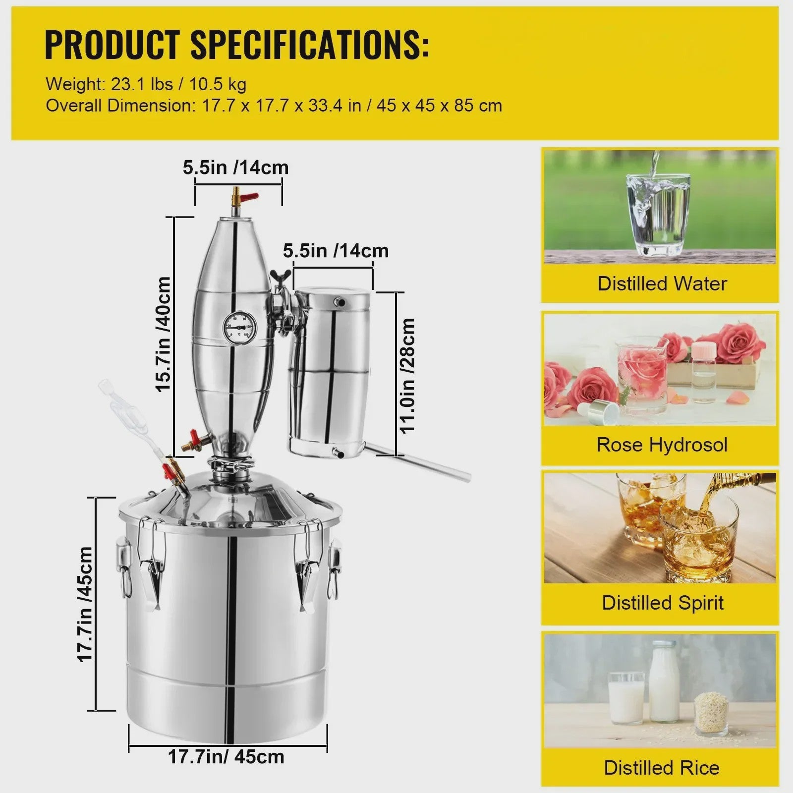 VEVOR Roestvrij Staal Alcohol Distilleerder Kit - 20L/30L/50L/70L - Voor Wijn, Bier & Moonshine