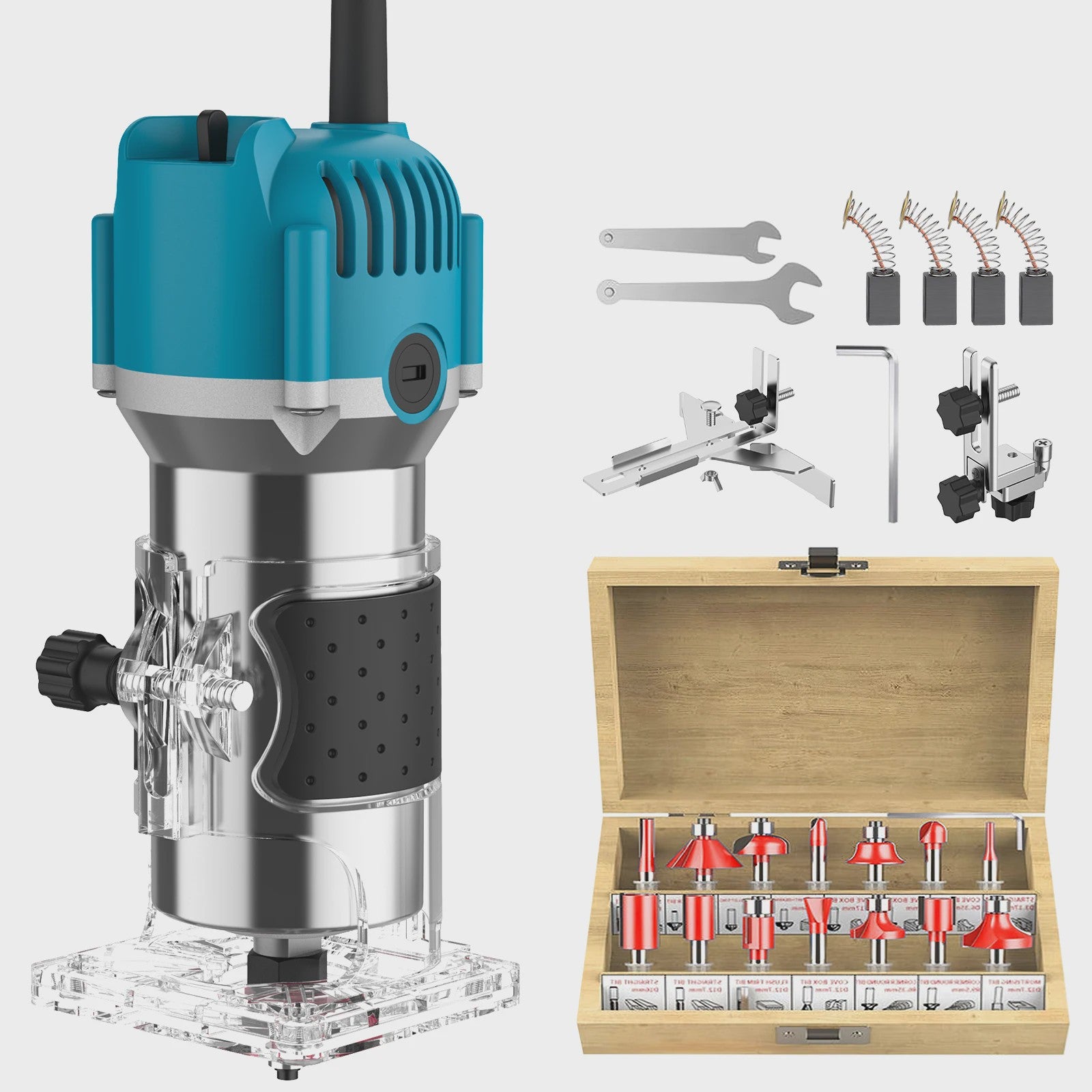 Krachtige Houtfreesmachine 800W - 30000 RPM - Incl. 15 Freesbits & Koffer