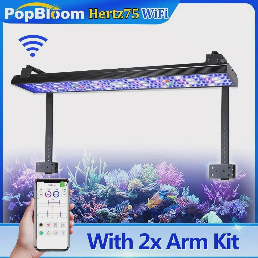 PopBloom Turing75 Marine LED Aquariumverlichting - 80-100cm, Full Spectrum, App-gestuurd